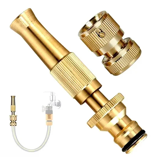 Kelby Brass High Pressure Spray Gun Nozzle | Adjustable 1/2 inch | Leakproof Car & Garden image 1