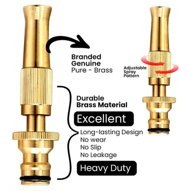 Kelby Brass High Pressure Spray Gun Nozzle | Adjustable 1/2 inch | Leakproof Car & Garden thumbnail 1