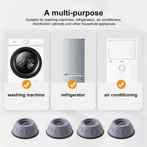 Kelby Washer Dryer Anti Vibration Pads | Suction Cup Leveling Feet | Low Noise 300 kg Load For Washers Fridge image 1