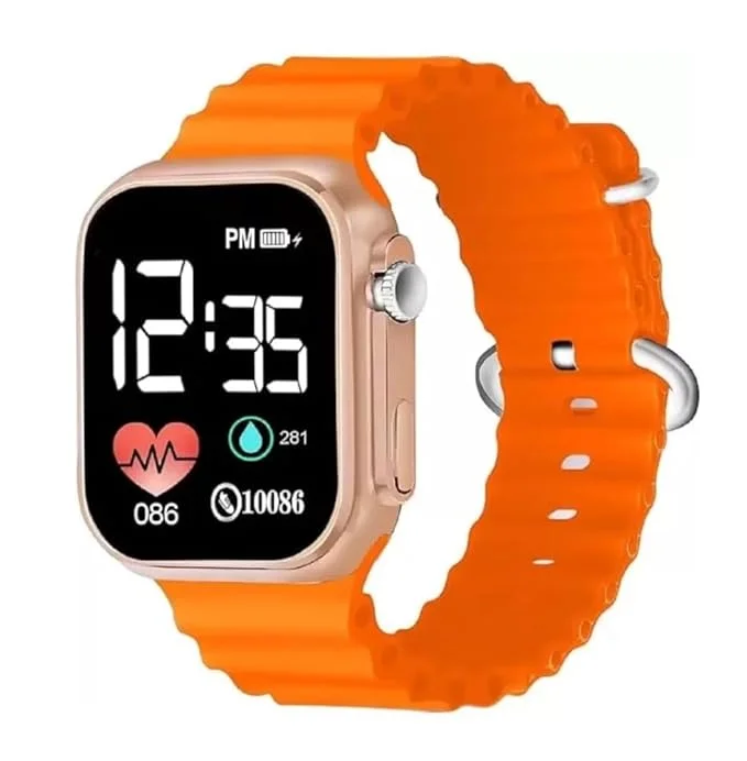 EL SMO Waterproof Kids Digital Watch | Orange LED Display | Unisex Birthday Gift image 1