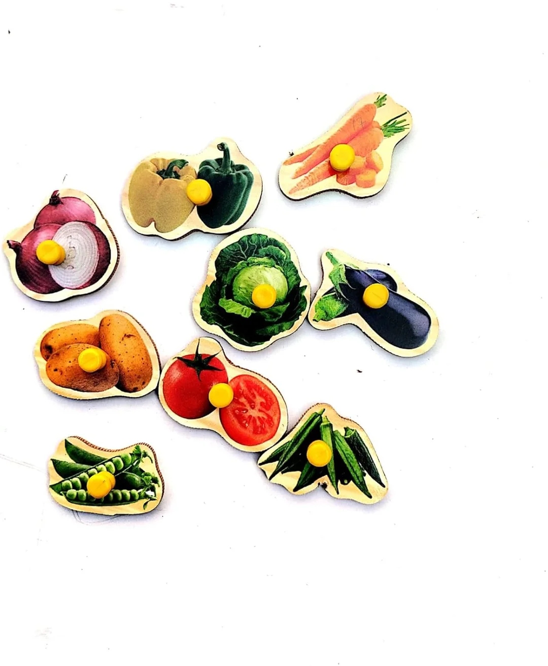EL SMO Wooden Vegetable Knob Puzzle Board, Non‑Toxic Educational Toy for Preschoolers image 4