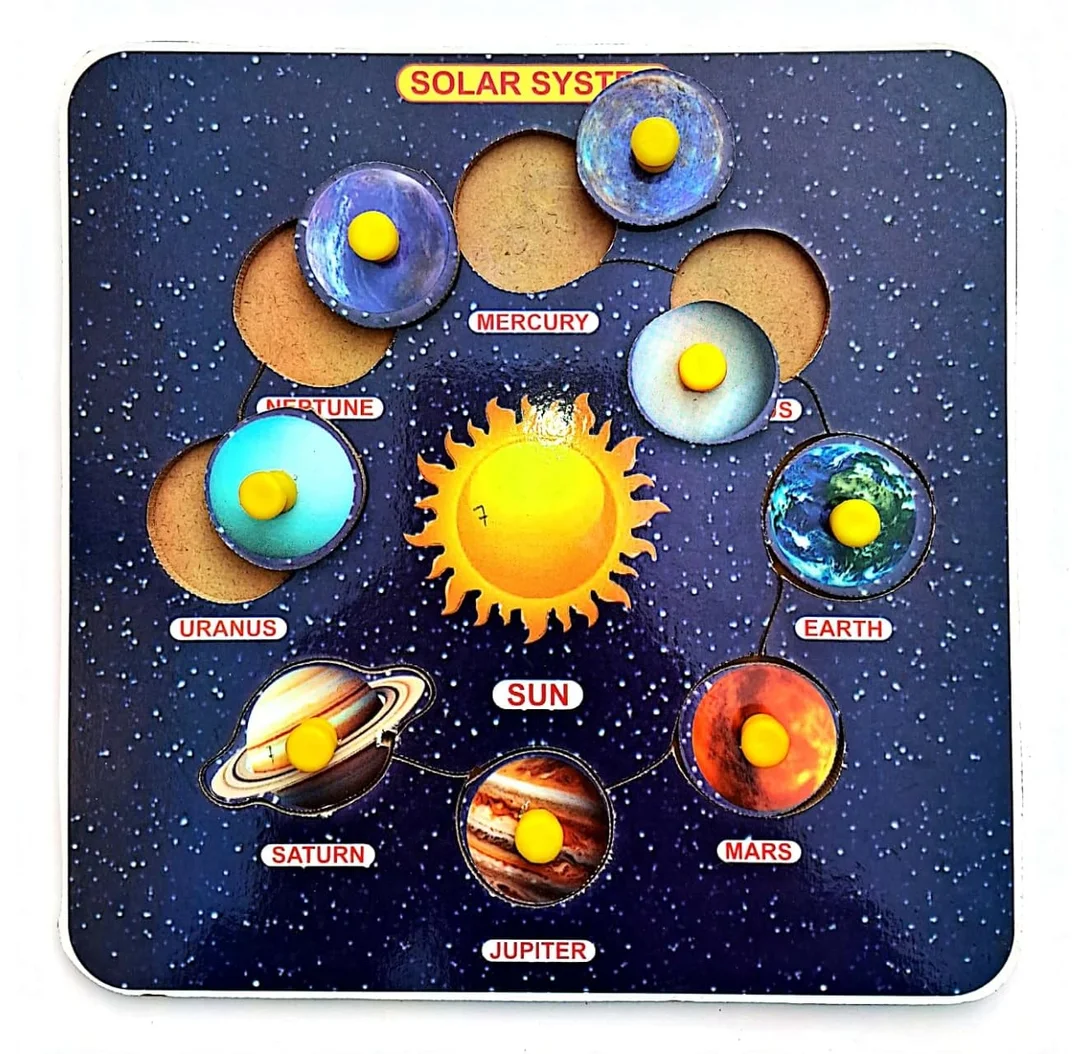 EL SMO Wooden Solar System Puzzle Tray | Educational Space Toy | Montessori Board for Kids image 2