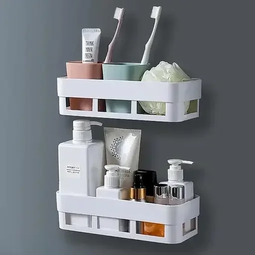 Kelby ABS Shower Corner Caddy Pack 2 | Adhesive Wall Mounted No Drill ABS Rack for Bathroom image 1