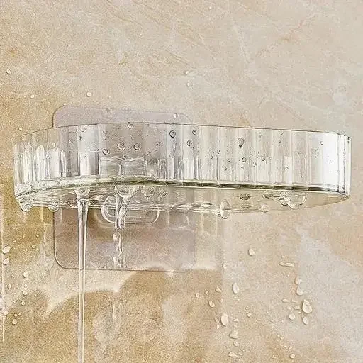 Self Adhesive Soap Holder Pack of 2 | ABS Self Draining Wall Mounted Soap Dish for Bathroom Kitchen Shower | Transparent No Drill Soap Rack image 4