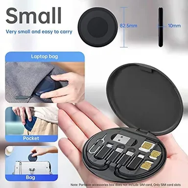 TechEase USB Adapter Kit | Multi-Type Cable 0.1 m | Type C to Lightning Micro USB Charging Convertor | Compact Storage Box | Black thumbnail 2