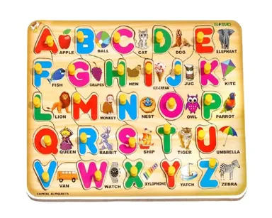 EL SMO | Hindi Swar & English Alphabet Jigsaw Puzzle | Wooden Educational Board Game Pack of 2 thumbnail 1