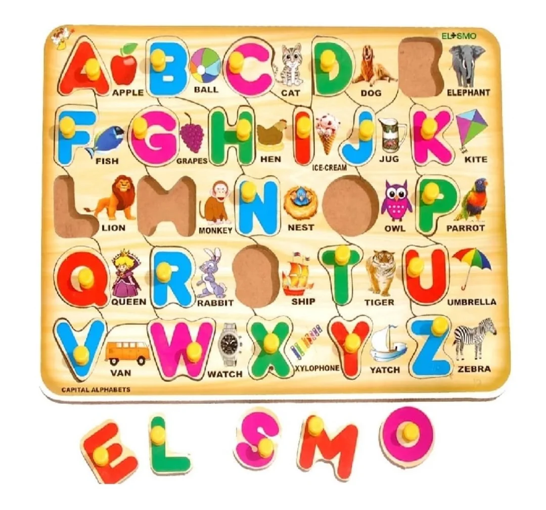 EL SMO | Hindi Swar & English Alphabet Jigsaw Puzzle | Wooden Educational Board Game Pack of 2 image 3