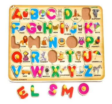 EL SMO | Hindi Swar & English Alphabet Jigsaw Puzzle | Wooden Educational Board Game Pack of 2 thumbnail 2