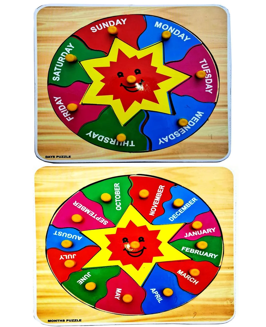 Wooden Days & Months Puzzle Board Game, 2‑Pack, Eco‑Friendly Educational Toy for Preschoolers & Adults image 1