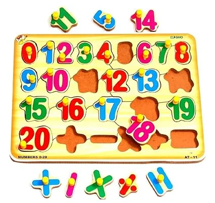 EL SMO Wooden Number Puzzle Board 0-20 | Educational Kids Toy | Early Learning, Durable, Colorful image 1