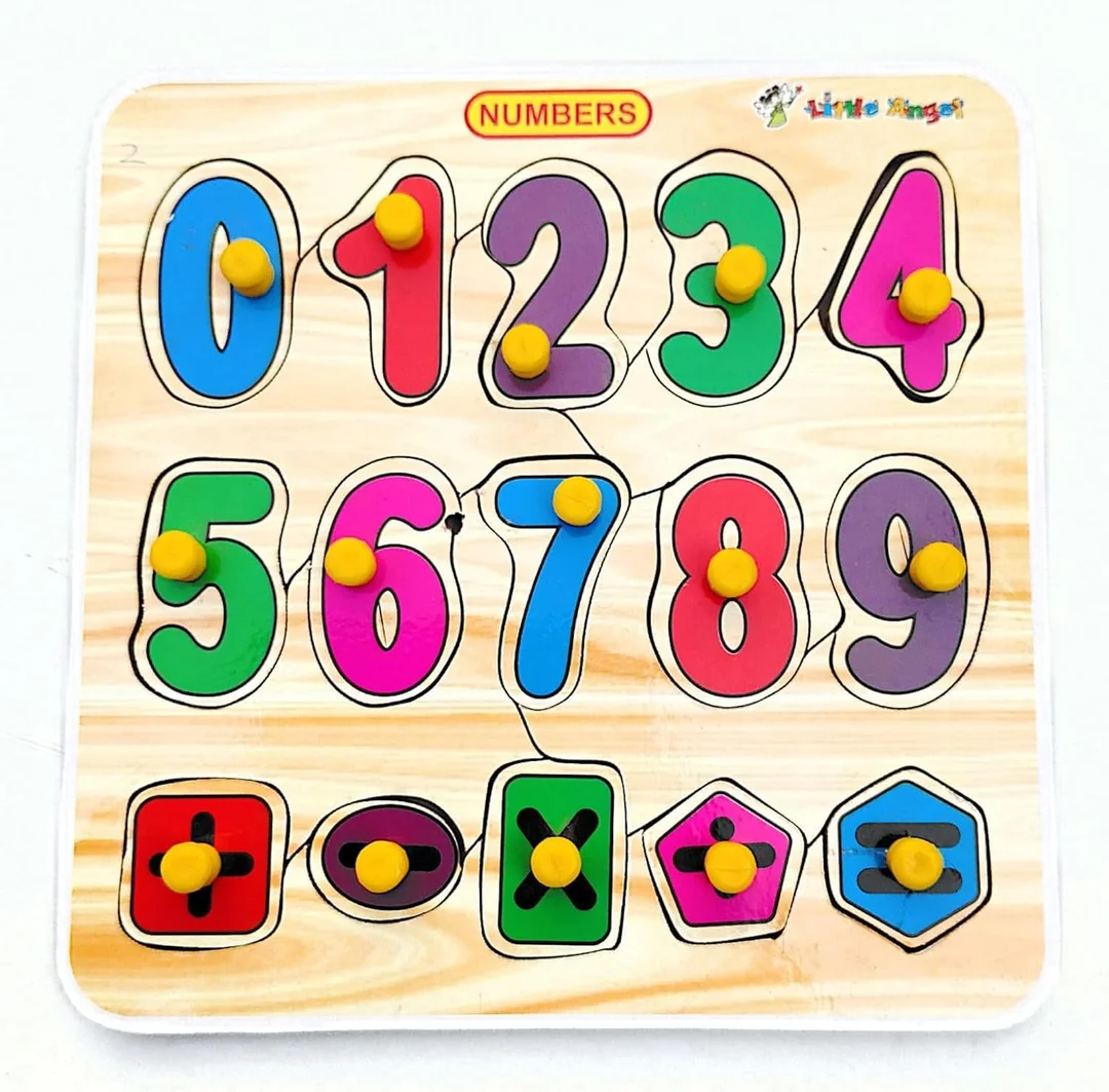 EL SMO Wooden Number Puzzle Board | Educational 0‑9 Toy for Toddlers, Knobs, Eco‑Friendly image 1