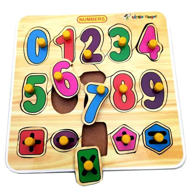 EL SMO Wooden Number Puzzle Board | Educational 0‑9 Toy for Toddlers, Knobs, Eco‑Friendly  thumbnail 2