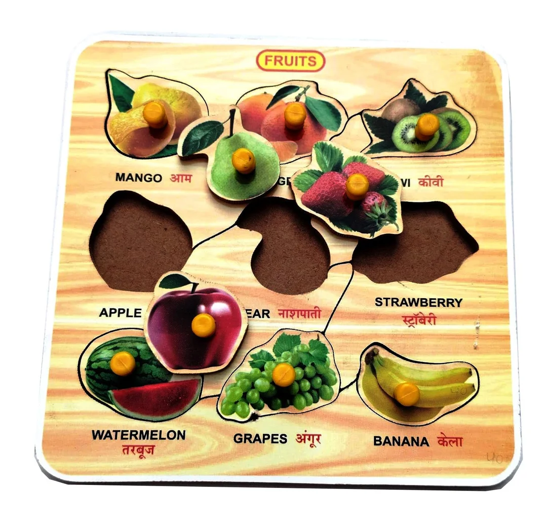 EL SMO Wooden Jigsaw Puzzles| Vegetable Fruits| Learning Educational Toys Board Game for Kids and Adults| Pack of 2 image 3