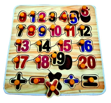 EL SMO Wooden Number Board 0‑20 Montessori Counting Puzzle Toy for Toddlers thumbnail 1