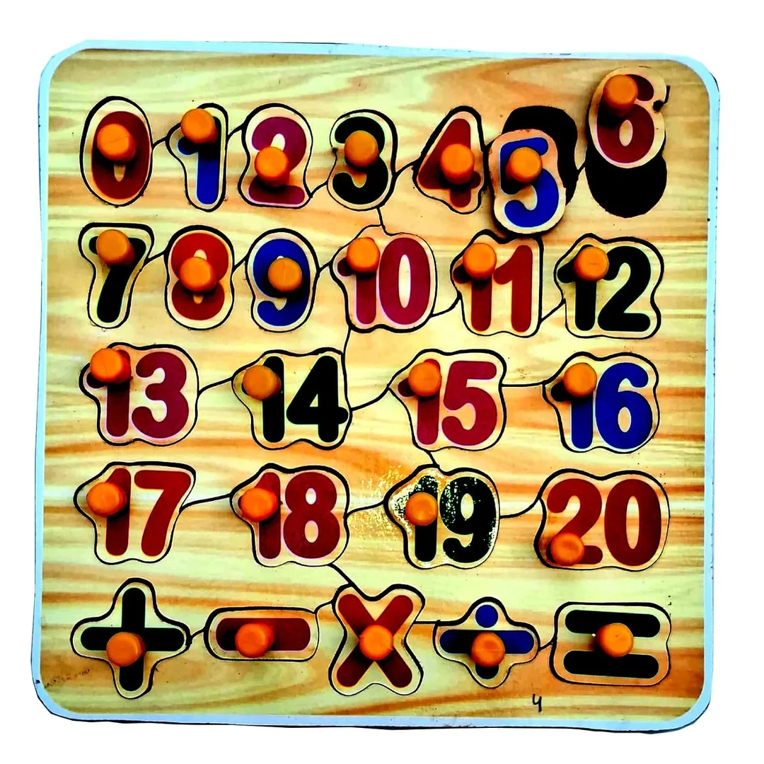 EL SMO Wooden Number Board 0‑20 Montessori Counting Puzzle Toy for Toddlers image 1