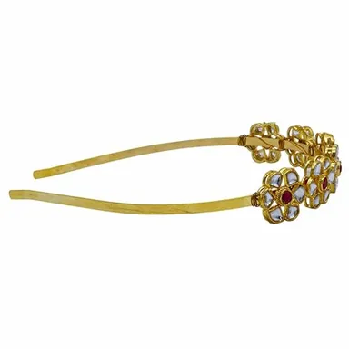 Kundan Matha Patti & Sheesh Patti Combo | Bridal Floral Tiara Headband | Indian Festive Hair Accessory for Women Girls|JJC thumbnail 1