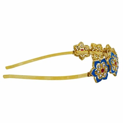 Kundan Matha Patti & Sheesh Patti Combo | Bridal Floral Tiara Headband | Festive Hair Accessory for Women & Girls | JJC image 4