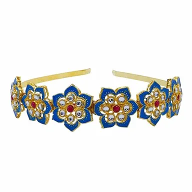 Kundan Matha Patti & Sheesh Patti Combo | Bridal Floral Tiara Headband | Festive Hair Accessory for Women & Girls | JJC thumbnail 0