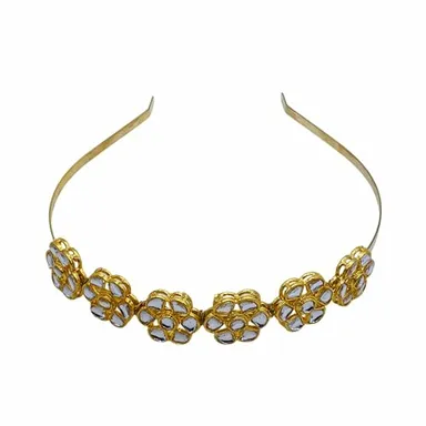 Kundan Matha Patti & Sheesh Patti Combo | Bridal Floral Tiara Headband | Festive Hair Accessory for Women & Girls | JJC thumbnail 1