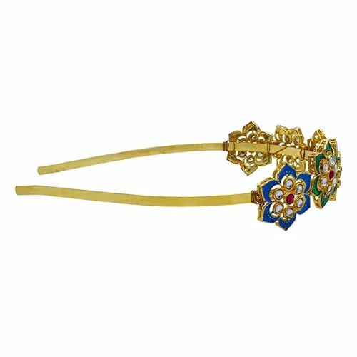 Kundan Matha Patti & Sheesh Patti Combo | Lightweight Bridal Head Chain & Floral Tiara Headband  image 3