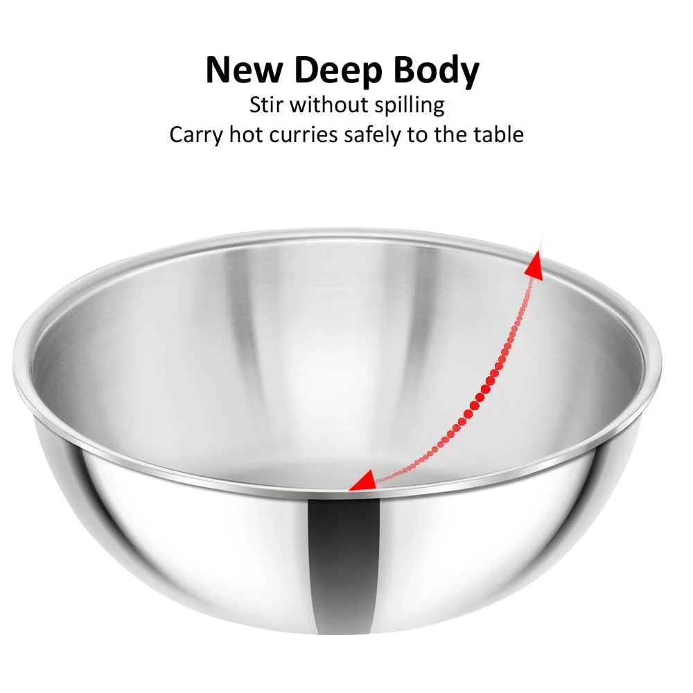 Hawkins Metro 2.5L Triply Stainless Steel Induction Kadhai Tasla SSTA25 Extra Thick Heat-Even Cookware Heavy Duty Stackable Silver image 7
