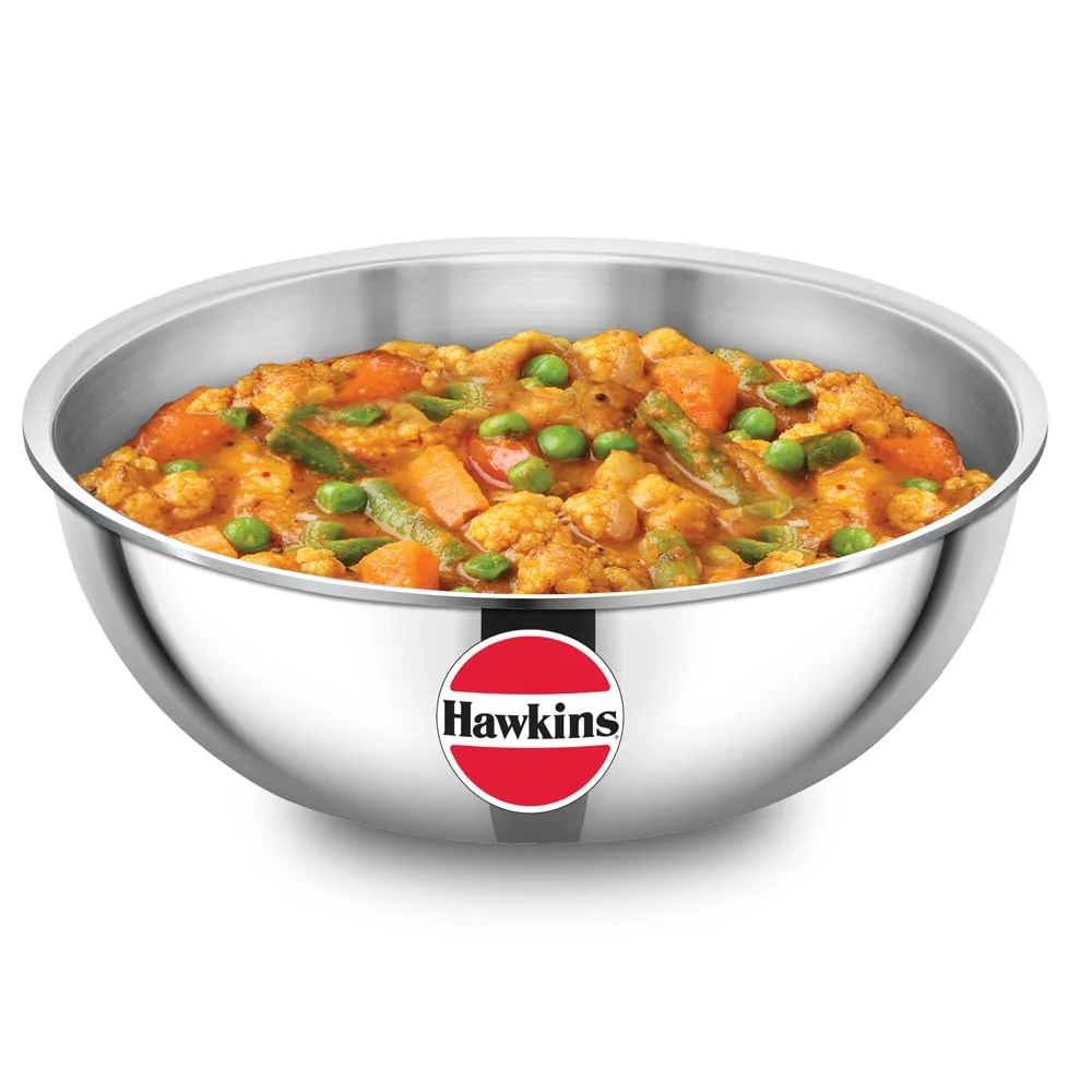 Hawkins Metro 2.5L Triply Stainless Steel Induction Kadhai Tasla SSTA25 Extra Thick Heat-Even Cookware Heavy Duty Stackable Silver image 1