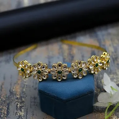 Gold Plated Pearl Choker Necklace Set | Adjustable Size | Elegant Jewelry thumbnail 3