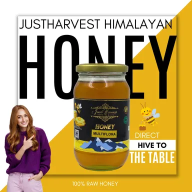 JustHarvest Himalayan Honey | Pure Raw Multifloral Honey 500g, Natural Immunity Boost thumbnail 1