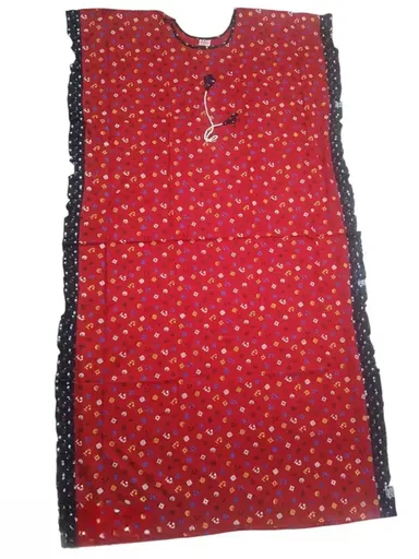 AARVI Textile Red Cotton Kaftan Nighty| maxi breathable dress plus size