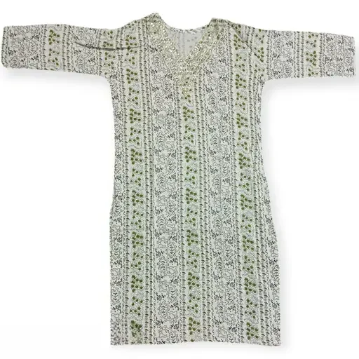 Sana Women's Cotton Embroidered Straight Kurta | V Neck 3/4 Sleeve | XL Size | Casual Ethnic Wear for Women|Summer Kurti|Daily Office Use image 1