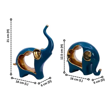 Fronkee Royal Blue & Gold Elephant Figurine | Resin Décor Showpiece thumbnail 1