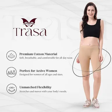  SlimFit High Waist Cotton Biker Shorts |Stretchable Gym Yoga Cycling  thumbnail 0