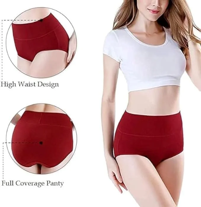 Women’s High‑Waisted Cotton Tummy Control Underwear | Ultra‑Soft Full Coverage Panties Skin M image 3