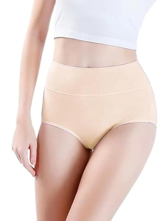 Women’s High‑Waisted Cotton Tummy Control Underwear | Ultra‑Soft Full Coverage Panties Skin M image 1