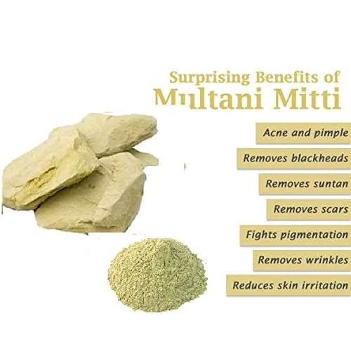 Multani Mitti Fuller’s Earth Face Pack 100g Pack of 6 | Herbal Natural Face & Hair Mask image 2