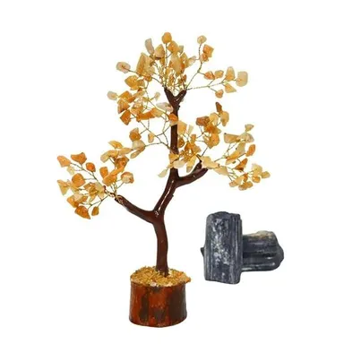 Adorva | Crystal Tree Showpiece Yellow Jasper Gemstone Money Bonsai for Home Decor Vastu Gift | Handmade Good Luck Tree thumbnail 0