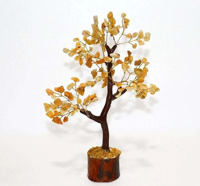 Adorva | Crystal Tree Showpiece Yellow Jasper Gemstone Money Bonsai for Home Decor Vastu Gift | Handmade Good Luck Tree image 3
