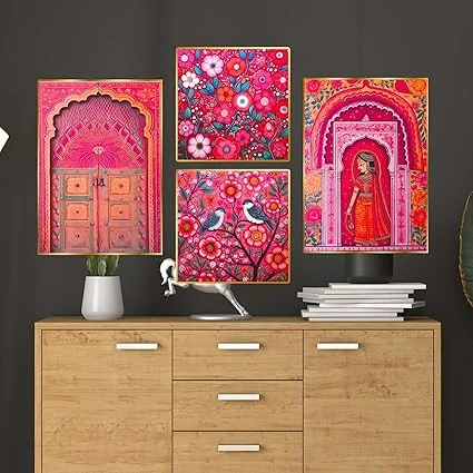 ArtisticFusion gold framed wall paintings set | 13x10 in | home & office décor image 1