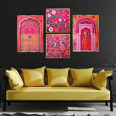 ArtisticFusion gold framed wall paintings set | 13x10 in | home & office décor thumbnail 1