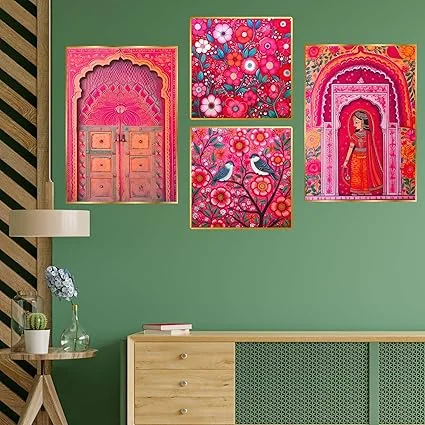 ArtisticFusion gold framed wall paintings set | 13x10 in | home & office décor image 4