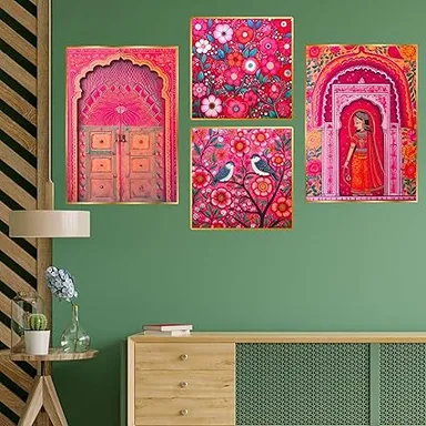 ArtisticFusion gold framed wall paintings set | 13x10 in | home & office décor thumbnail 3