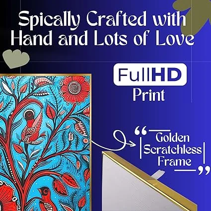 Golden Framed Wall Paintings Set of 4 | Decorative Art for Living Room Bedroom & Office | Modern Home Wall Décor (13x10 inch) image 3