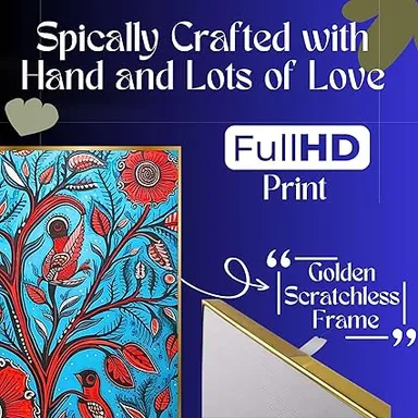 Golden Framed Wall Paintings Set of 4 | Decorative Art for Living Room Bedroom & Office | Modern Home Wall Décor (13x10 inch) thumbnail 2