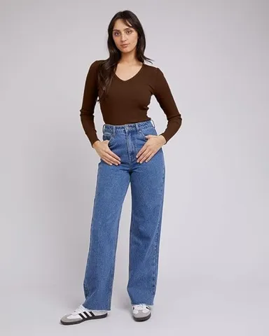 Women’s V‑Neck Long Sleeve Slim Fit Top | cotton blend casual western style | size M‑L thumbnail 3