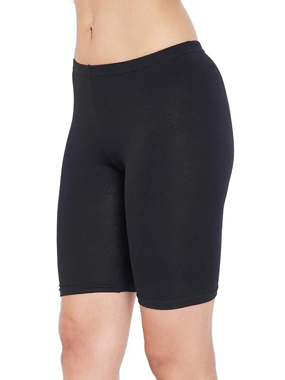 Women’s Cotton Mid Waist Cycling Shorts | Inner Elastic, Combo Pack, Black | Comfortable Fit for Active Wearers image 2