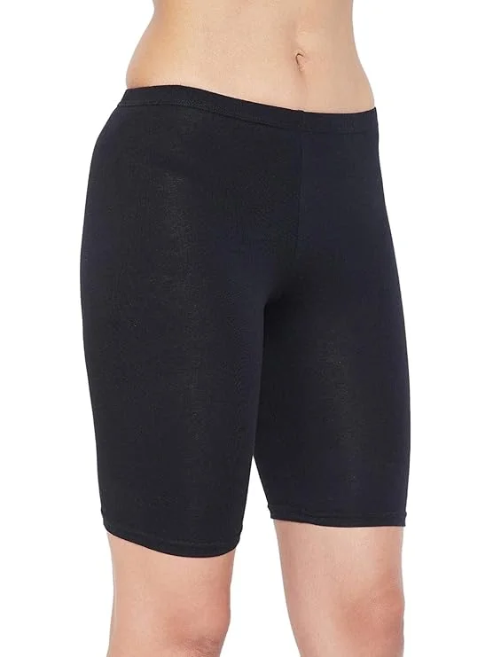 Women’s Cotton Mid Waist Cycling Shorts | Inner Elastic, Combo Pack, Black | Comfortable Fit for Active Wearers image 3