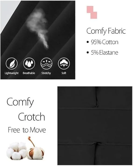 Women’s High Waist Cotton Stretch Workout Shorts for Yoga, Cycling & Gym | Tummy Control, Black image 3
