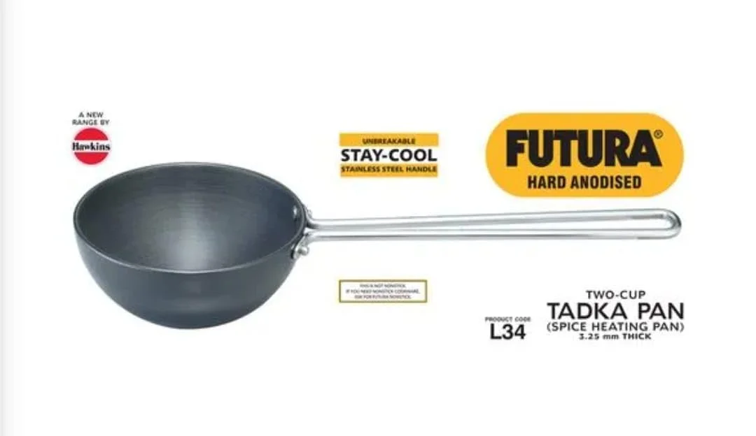 Hawkins Futura Tadka Pan 12cm | Hard Anodised Aluminium| Lightweight Spice Heating Pan for Cooking |Black image 3