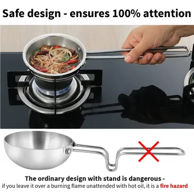 Hawkins Tadka Pan STP15 | 360ml Triply Stainless Steel | Induction Compatible | Silver | 12.64 cm | 5-Year Warranty  | Ideal for Indian Cooking thumbnail 4