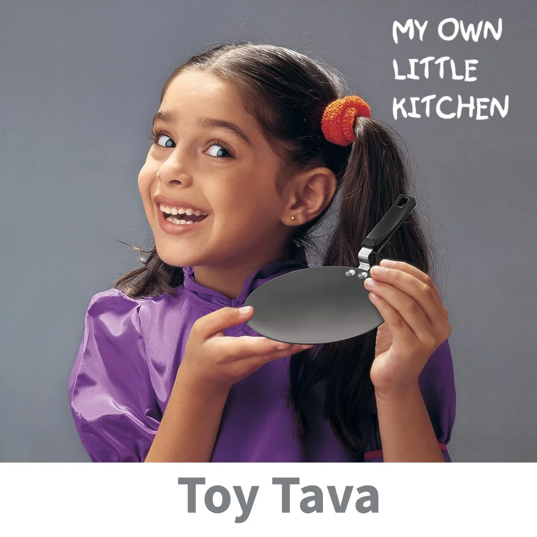 Hawkins Futura Toy Kitchen Set 3 Pieces Cookware for Kids India | Toy Frying Pan, Deep-Fry Pan, Tava | Black CWMIN image 3